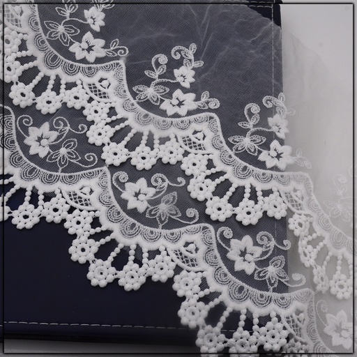 [AL846 WHITE] One Side Border Net Lace