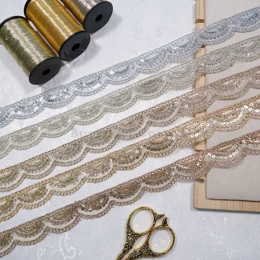 Metallic Yarn, Sequence, Scallop Lace