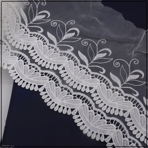 [AL837-WHITE] One Side Border Net Lace