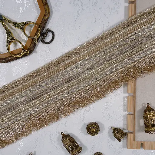 [KTL36/S4454 GOLD] Metallic Yarn, Lurex, Gota, Hanging Lace