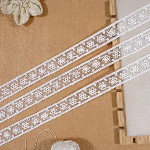 [NL236/2520 WHITE] Double-Side Border Net Lace