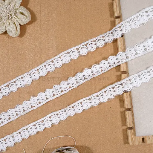 [NL239/3651 WHITE] One Side Border Net Lace