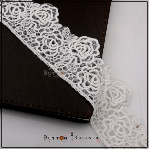 [NL193-WHITE] One Side Border Net Lace