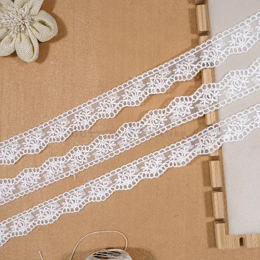 [NL242/5430 WHITE] One Side Border Net Lace