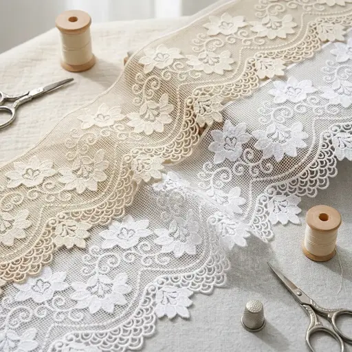 One Side Border Shuttle Net Lace
