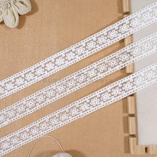 [NL245/4606 WHITE] One Side Border Net Lace