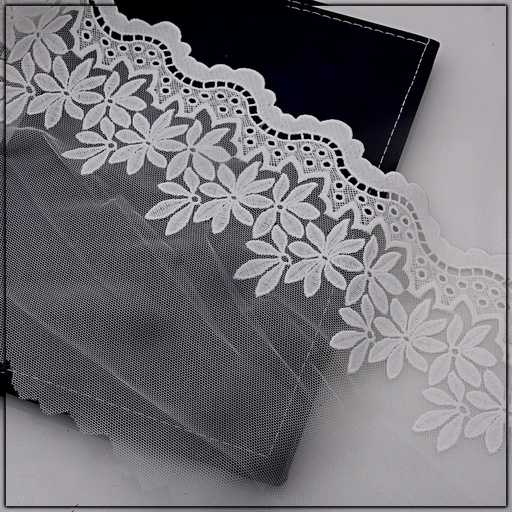 [AL818-WHITE] One Side Border Net Lace