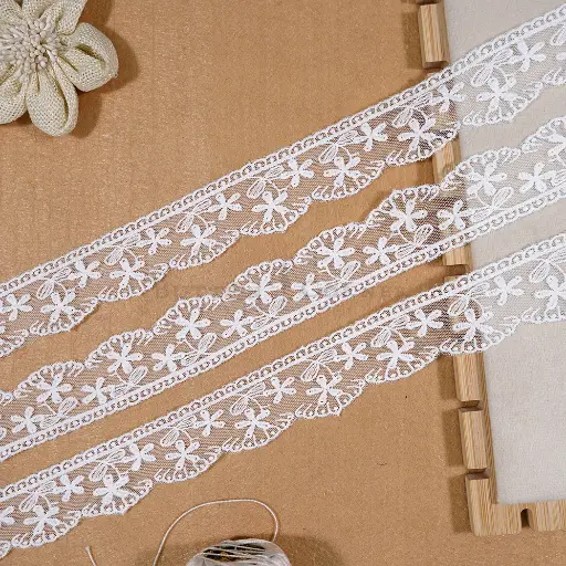[NL249/0223 WHITE] One Side Border Net Lace