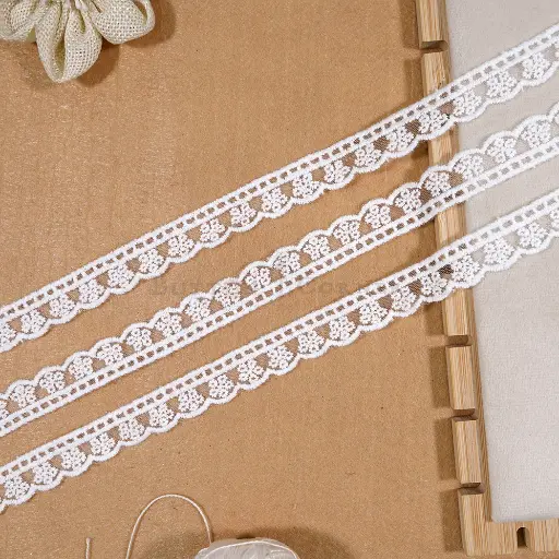 [NL253/18771 WHITE] One Side Border Net Lace