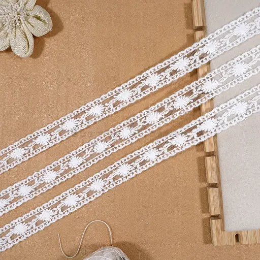 [NL255/1011369 WHITE] Double-Side Border Net Lace