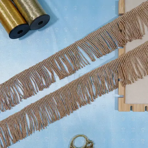 [FANL1817 GOLD] Twister Design Metallic Yarn, Hanging Lace