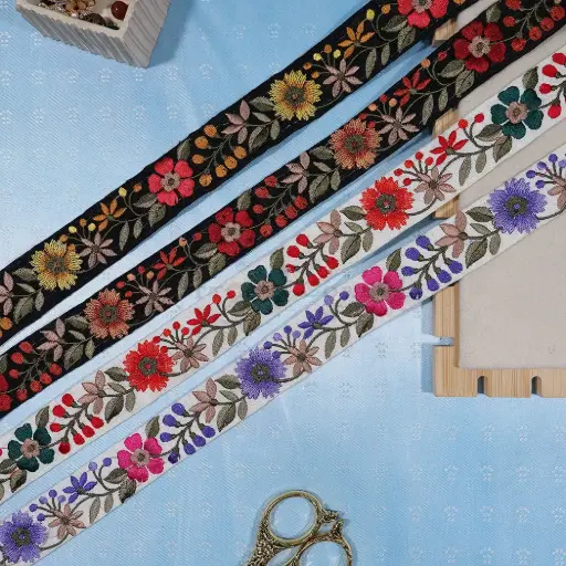 Floral Style Multicolour Embroidery Lace