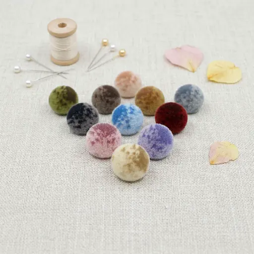 Umbrella Shape Velvet Flocked Pin Shank Button 