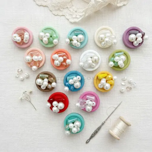 Beaded Cluster-Style Jewelled Decorative Button 