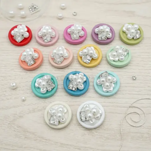 Beaded Cluster-Style Jewelled Decorative Button