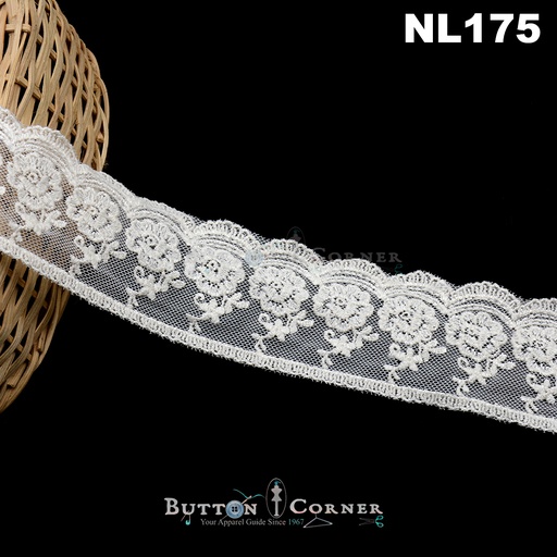 [NL175-WHITE] One Side Border Net Lace