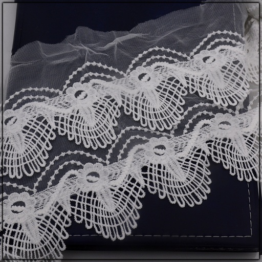[AL839-WHITE] One Side Border Net Lace