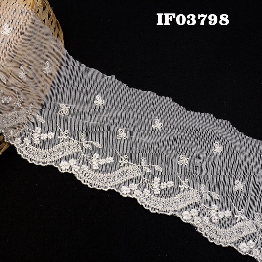 [IF03798-WHITE] One Side Border Net Lace