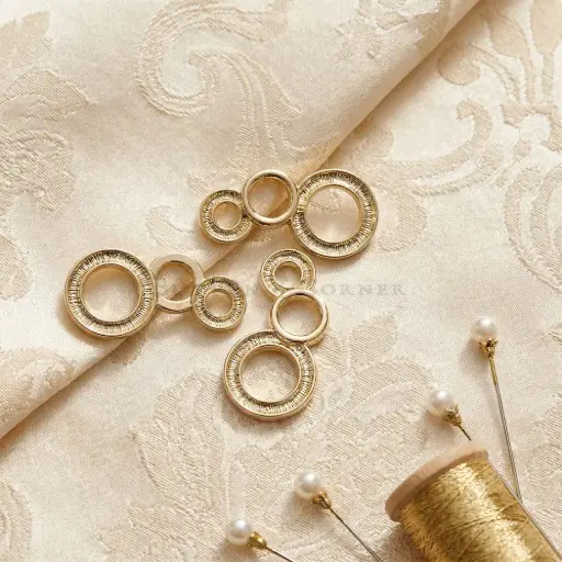 [FA759 GOLD] Milgrain Texture Triple-Circle Connector