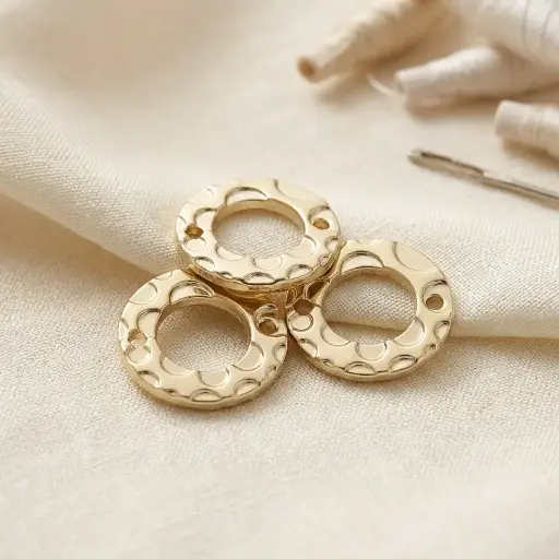 [FA764 GOLD] Two-Side Hole Crumpled Circle Connector