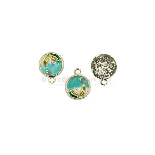 [FA767] Art Frame Floral Enamel Pendant