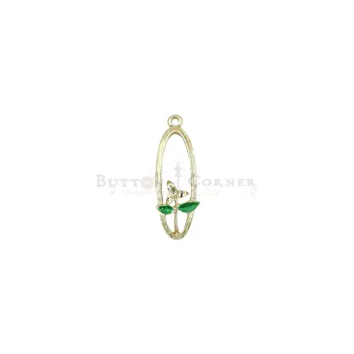 [G7300 GOLD] Gold Plated Oval Petal Flower Pendant