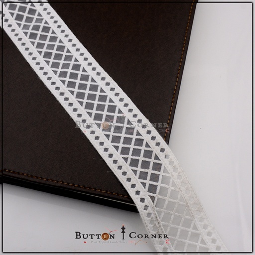 [NL194-WHITE] Double Side Border Net Lace