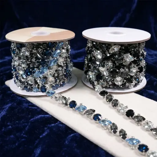 Marquise and Round Link Rhinestone Chain