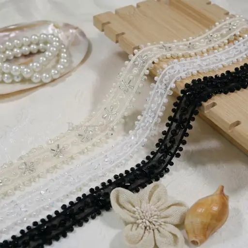 Embroidery Thread, Glass Beads, Pearl, Organza, Fancy Lace