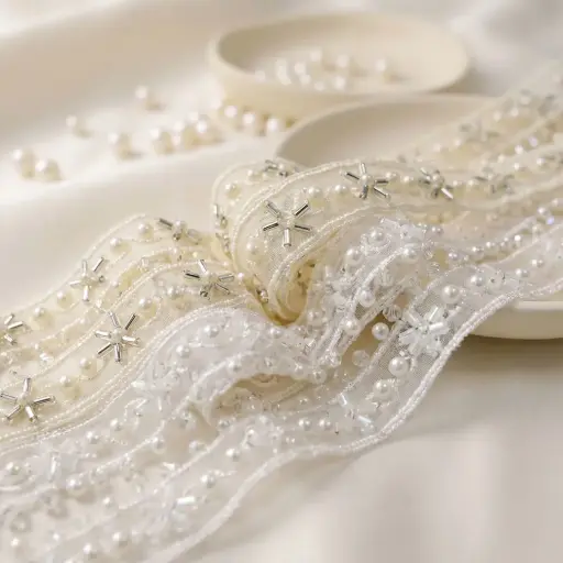 Embroidery Thread, Glass Beads, Pearl, Organza, Fancy Lace