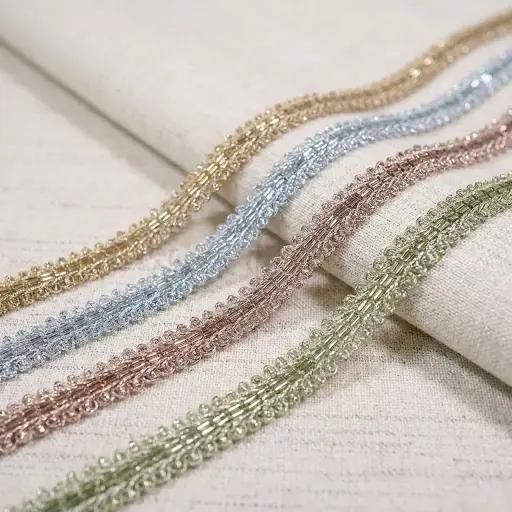 Braid Design Metallic Yarn Plastic Beads Lace