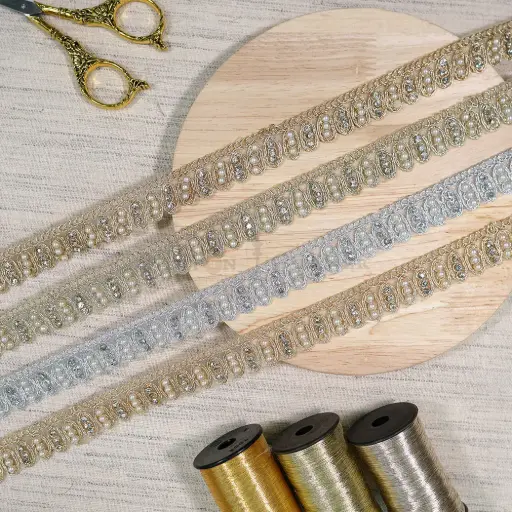 Pearl, Crystal Rhinestone, Metallic Yarn, Fancy Lace 