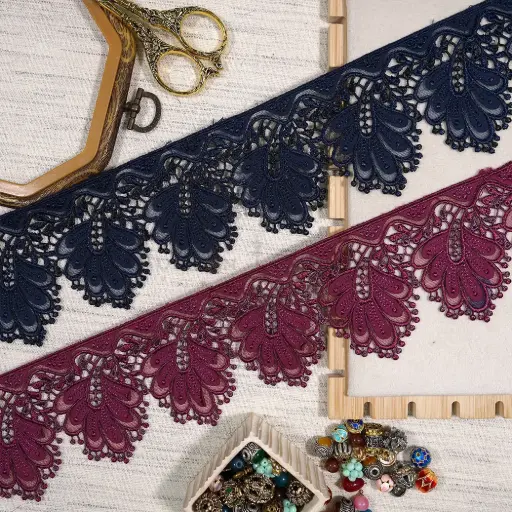 Blossom Design Embroidery Thread Net Lace