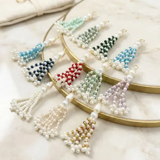 Multiple Pearl & Crystal Tassel