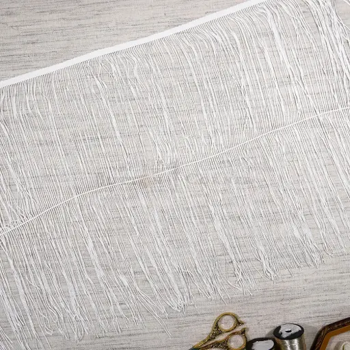 [JL14 WHITE] 14.5" Inch Extra Long Polyester Fabric Fringe Lace
