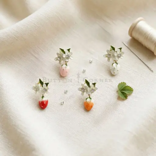 Vintage-Inspired Strawberry Blossom Dangle Hanging
