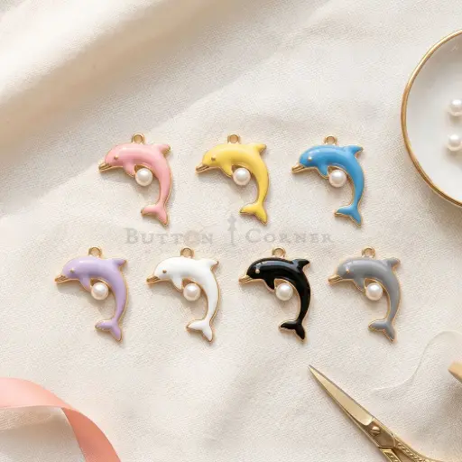Enamel Coated Dolphin Pearl Hanging