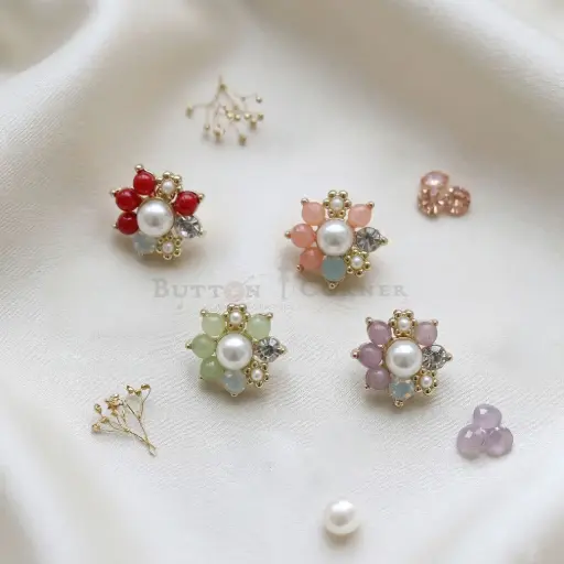 Visual Style Jewelled Cluster Fancy Button