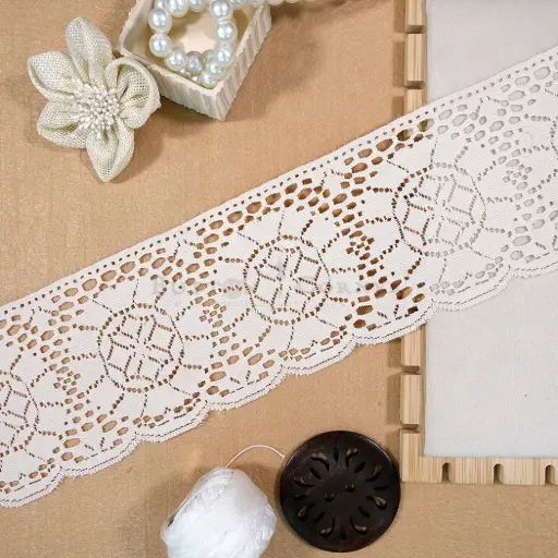 [NL269 BEIGE] One Side Border Net Shuttle 