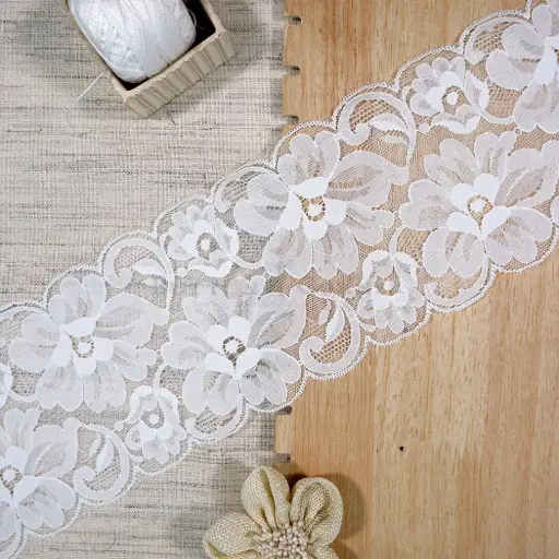 [NL273 WHITE] Double-Side Border Net Lace