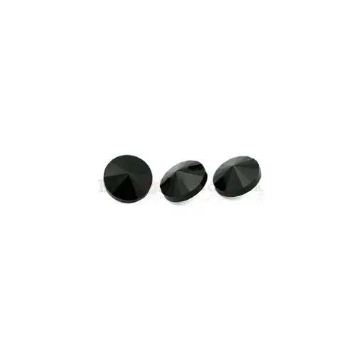 [CR02-1 JET] Faceted Rivoli Crystal Button