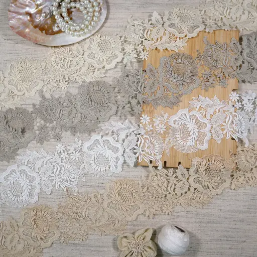 Blossom Design Applique Shuttle Lace