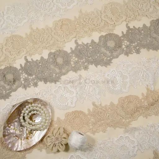 Blossom Design Applique Shuttle Lace