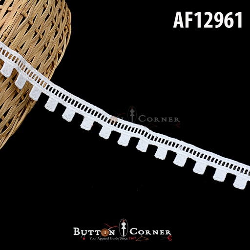 [AF12961-WHITE] One Side Border Shuttle Lace