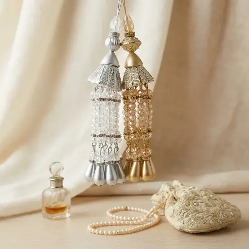 Gota Cap, Tear Drop, Rhinestone Crystals Tassel