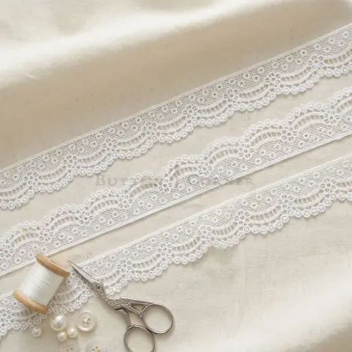 [SHTL371 WHITE] One Side Border Shuttle Lace