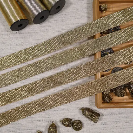 Metallic Yarn, Plastic Glass Beads, Fancy Lace