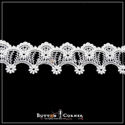 [AF575-WHITE] One Side Border Shuttle Lace
