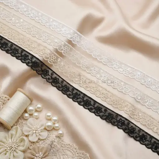 One Side Border Organza Sequence Lace