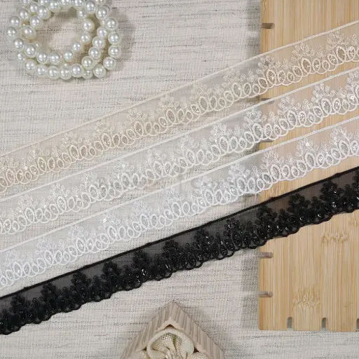 One Side Border Organza Sequence Lace